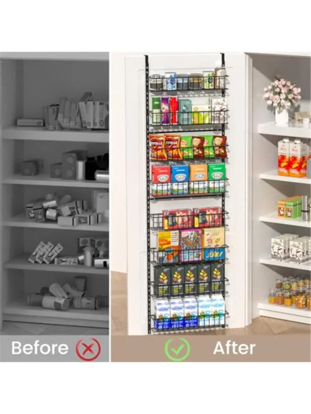 Over The Door Organizer Hanging Storage Rack Metal Shelves Adjustable Black